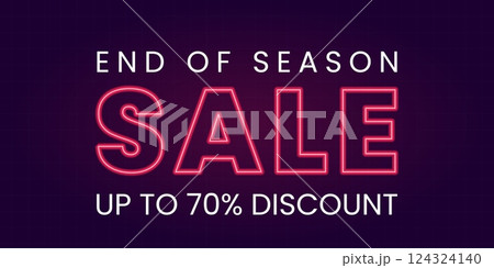End of season sale, up to 70 percent discount. Vector illustration for ultimate sale, exclusive deal, best price, big savings, final sale 124324140