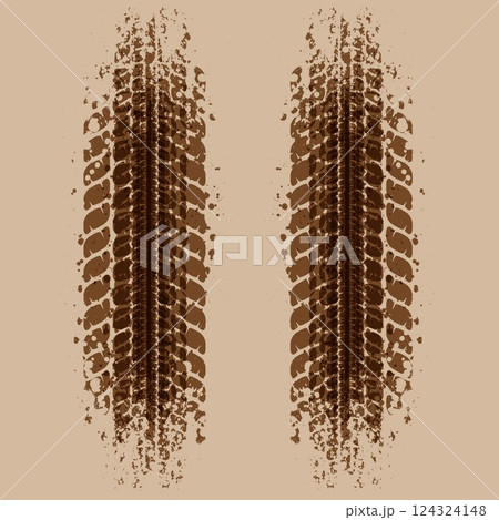 Tire tracks stained brown patterns 124324148