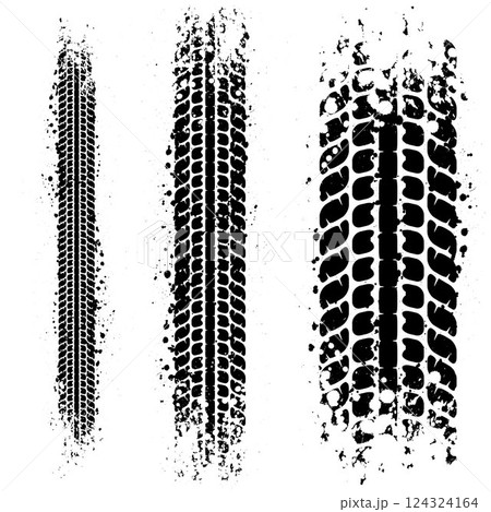 Tire tracks grunge black patterns 124324164