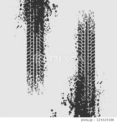 Tire tracks grunge grey background 124324166