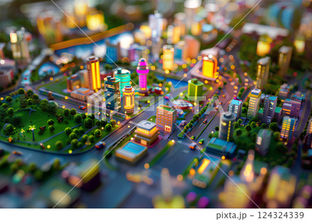 カラフルな可愛い都会（3D） 124324339