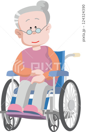 車椅子のおばあさん 124324390