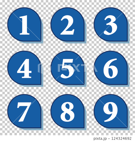 插圖素材:數位圖示設定1至9 插圖素材:數位圖示設定1至9 124324692