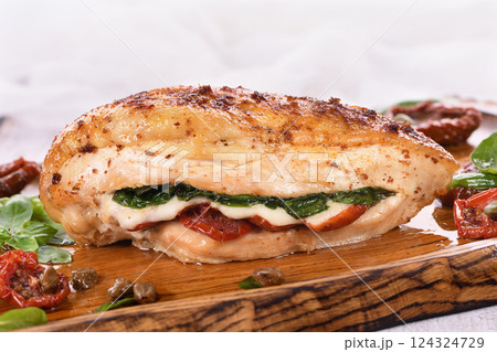 Stuffed Baked Chicken Breast 124324729