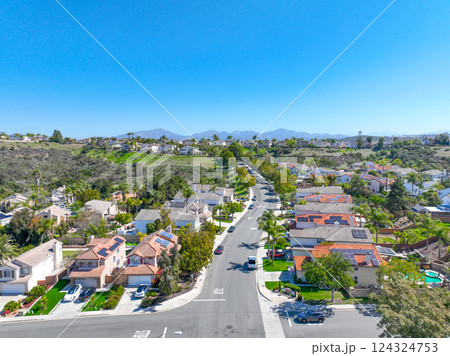 Aerial view houses in Scripps and Poway in San Diego, South California, USA Aerial view houses in Scripps and Poway in San Diego, South California, USA 124324753