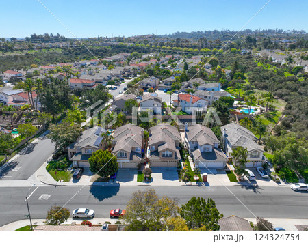 Aerial view houses in Scripps and Poway in San Diego, South California, USA 124324754