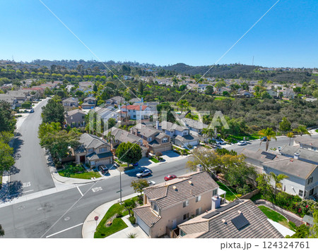 Aerial view houses in Scripps and Poway in San Diego, South California, USA Aerial view houses in Scripps and Poway in San Diego, South California, USA 124324761