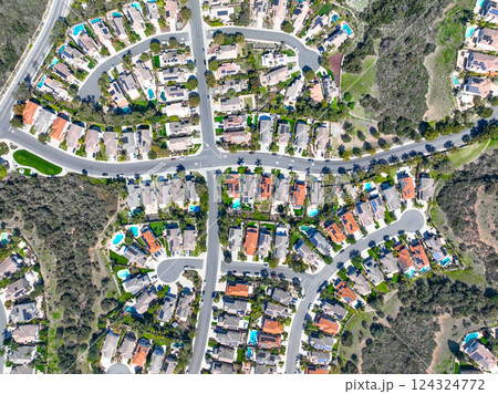 Aerial view houses in Scripps and Poway in San Diego, South California, USA Aerial view houses in Scripps and Poway in San Diego, South California, USA 124324772