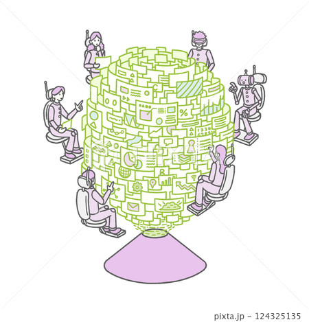 ビッグデータ　ネットワーク　デジタル　AI IT  イラスト 124325135