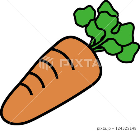 シンプルな秋野菜　オレンジ色の人参イラスト 124325149