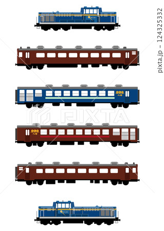 DL大樹 14系+12系展望車2両+14系のイラストセット 124325332