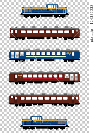 DL大樹 14系+12系展望車2両+14系のイラストセット 124325332