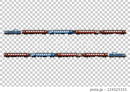 DL大樹 14系+12系展望車2両+14系のベクターイラスト DL大樹 14系+12系展望車2両+14系のベクターイラスト 124325333