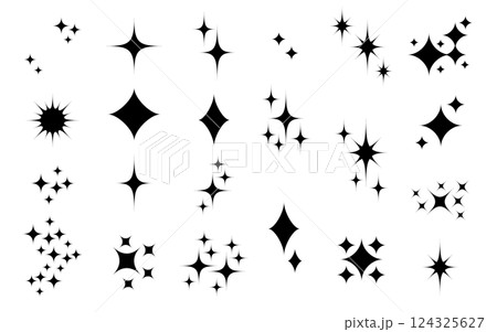 星のモチーフのイラスト、記号セット。 星のモチーフのイラスト、記号セット。 124325627
