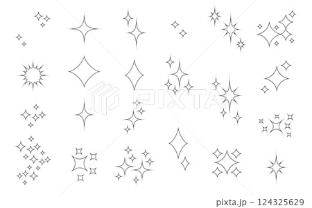 星のモチーフのイラスト、記号セット。 星のモチーフのイラスト、記号セット。 124325629