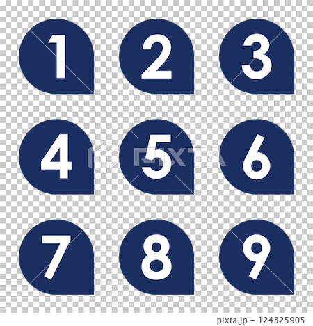 Illustration material: Number icon set 1 to 9 124325905