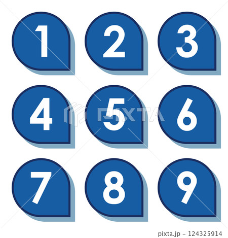 イラスト素材:数字アイコン1~9セット イラスト素材:数字アイコン1~9セット 124325914