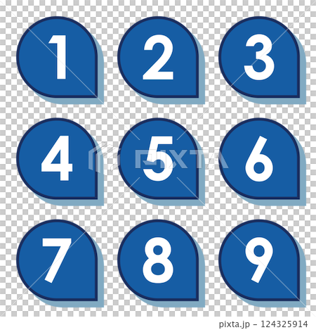 イラスト素材:数字アイコン1~9セット イラスト素材:数字アイコン1~9セット 124325914