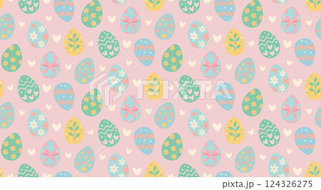 Easter eggs seamless pattern. Colorful pastel painting eggs background. Easter eggs seamless pattern. Colorful pastel painting eggs background. 124326275