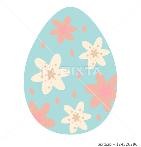 Easter egg with flower pattern isolated on white background. 124326296