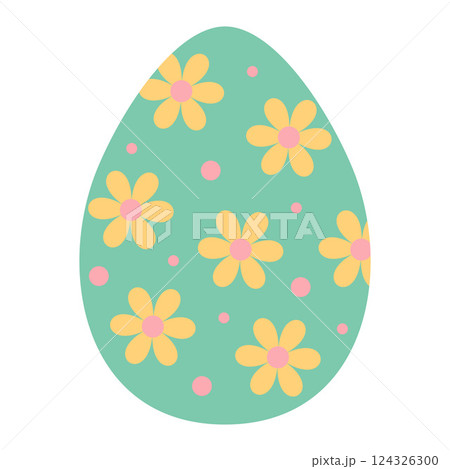 Easter egg with flower pattern isolated on white background. 124326300