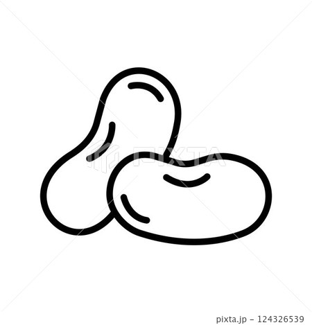 Kidney beans, pea pods vegetables legumes isolated outline icon. Vector organic vegetarian food, peeled grains. Kidney beans, pea pods vegetables legumes isolated outline icon. Vector organic vegetarian food, peeled grains. 124326539