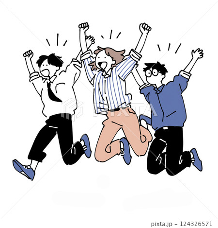 ジャンプする若者たち 124326571