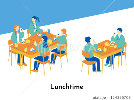 ランチを楽しむ学生たち 124326708