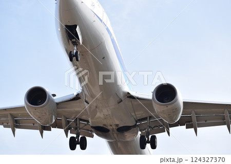 最終着陸態勢の飛行機 最終着陸態勢の飛行機 124327370
