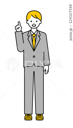 全身のポーズ_シンプルな会社員の男性03 124327599