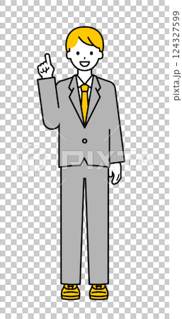 全身のポーズ_シンプルな会社員の男性03 124327599