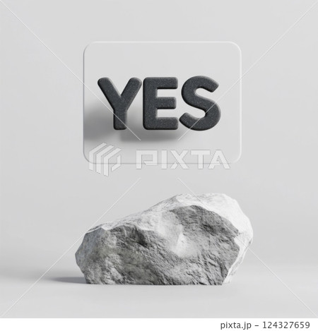 石の上に浮かぶ「YES」という文字 石の上に浮かぶ「YES」という文字 124327659