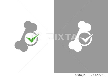 Human bone and check mark logo combination. Unique internal organ logotype design template. 124327730