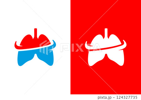Lungs care logo combination. Internal organ logotype design template. 124327735