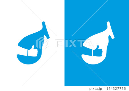 Gallbladder and hand like logo. Best logotype design template. 124327736