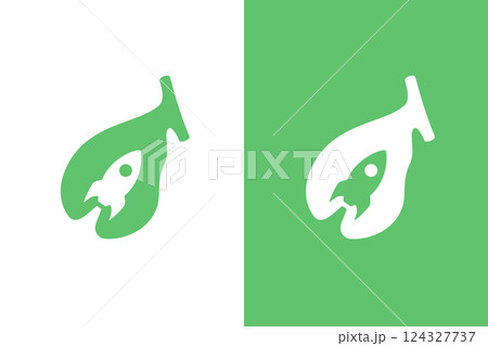Gallbladder with rocket logo combination. Unique internal organ logotype design template 124327737