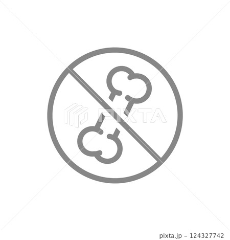 Forbidden sign with human bone line icon. Amputation bones, no human bone, transplant rejection symbol. Vector illustration. 124327742
