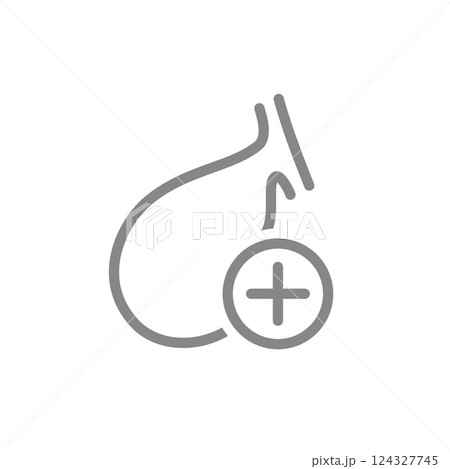 Gallbladder with plus line icon. Healthy organ symbol. Vector illustration 124327745