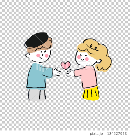 A friendly couple giving each other hearts A friendly couple giving each other hearts 124327958