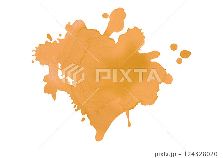 orange brush paint stain isolated on transparent background 124328020