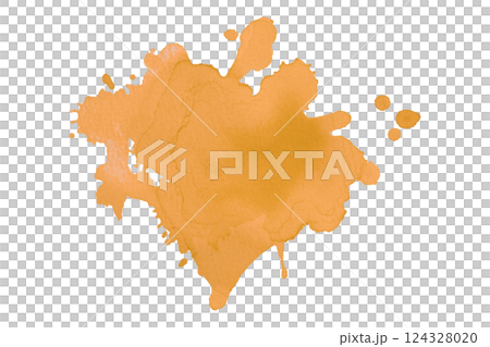 orange brush paint stain isolated on transparent background 124328020