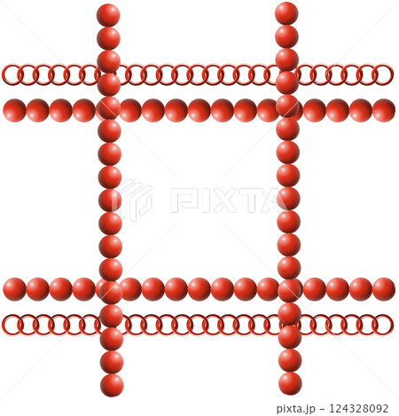 red nails with a gold lines on white 124328092