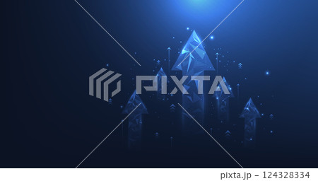 Growth business on successful with arrow up on a dark blue background. Growth business on successful with arrow up on a dark blue background. 124328334