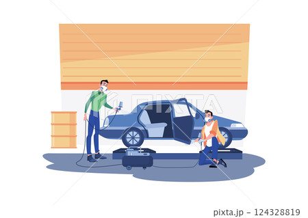 Car Painting Illustration concept on white background 124328819