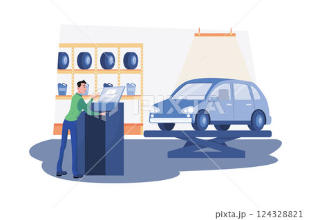 Car Diagnostics Test Illustration concept on white background Car Diagnostics Test Illustration concept on white background 124328821