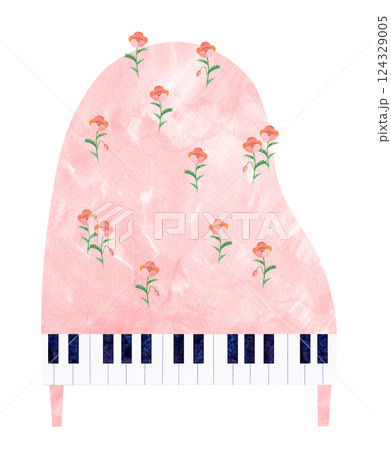 水彩画風のピアノ 124329005