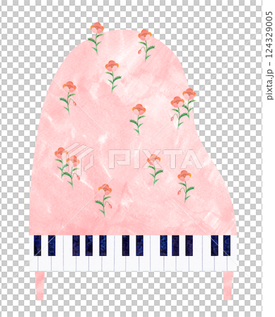 水彩画風のピアノ 124329005