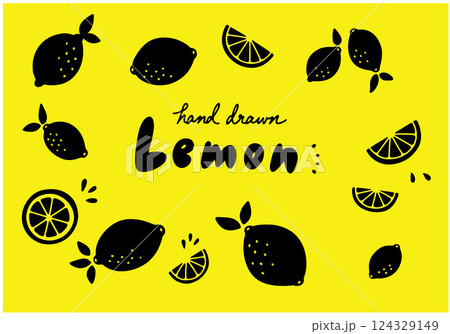 可愛いレモンのシルエット素材 124329149