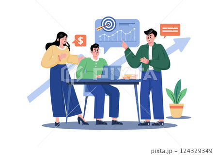 Startup Team Discussing Growth Report Startup Team Discussing Growth Report 124329349