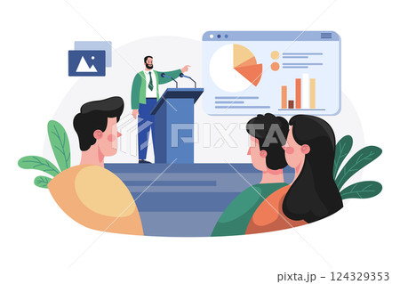 Business Conference Illustration concept on white background Business Conference Illustration concept on white background 124329353
